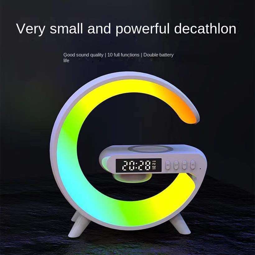 Wireless Music Table Lamp with Time Display, Alarm & Rechargeable LED Light for Home Office