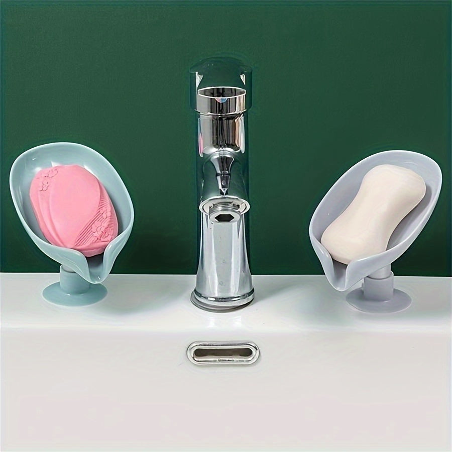 Soap box, wall-mounted suction cup rack with drainage, bathroom organizer.