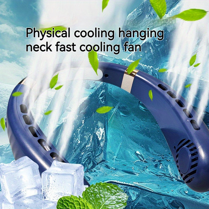 Upgrade your cooling with the Portable Ice Neck Fan! Featuring a quiet turbo motor and bladeless design, this mini electric fan is perfect for indoor and outdoor use. The fan is USB rechargeable with a lithium battery, and includes button controls for