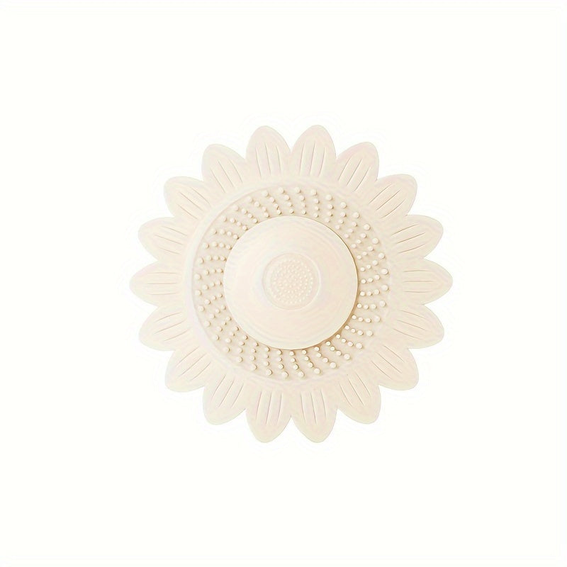 1 pack of sunflower design silicone drain catcher strainer for bathroom sink and shower floor.