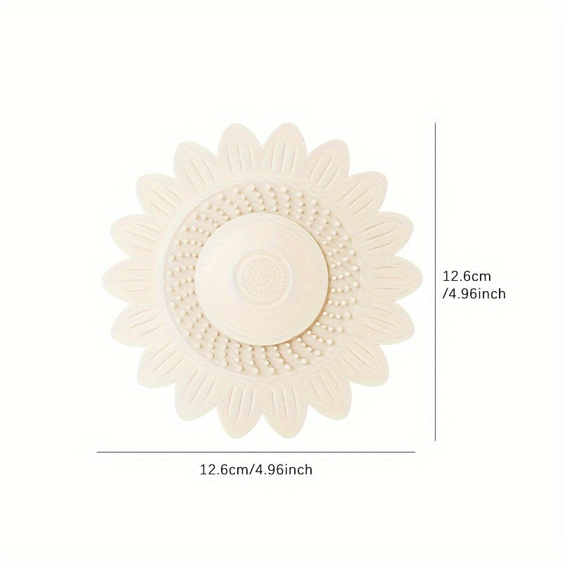 1 pack of sunflower design silicone drain catcher strainer for bathroom sink and shower floor.