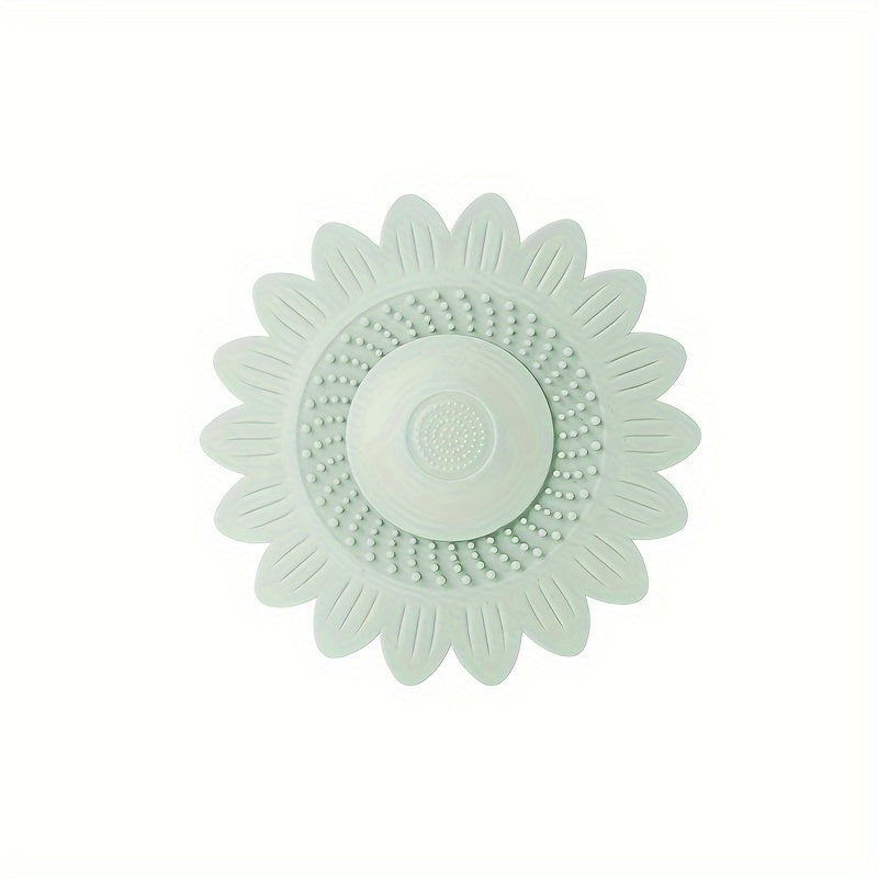 1 pack of sunflower design silicone drain catcher strainer for bathroom sink and shower floor.