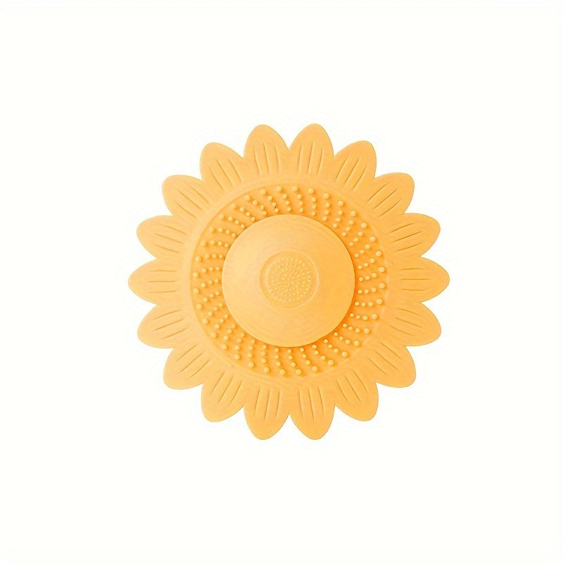 1 pack of sunflower design silicone drain catcher strainer for bathroom sink and shower floor.