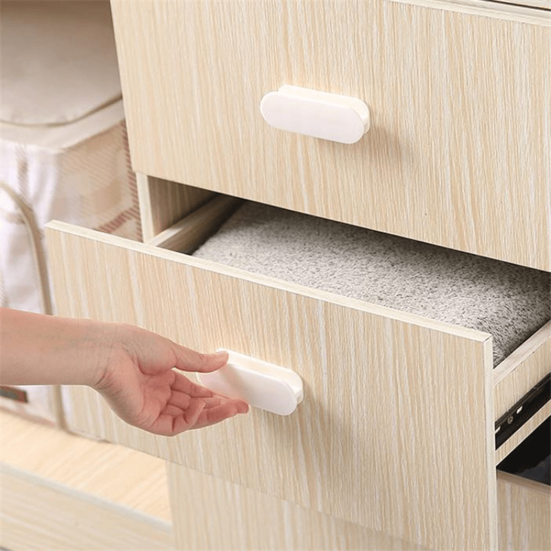 Two self-adhesive plastic cabinet drawer pulls, versatile resin door knobs for furniture hardware - No need for electricity - Easy punch-free installation.