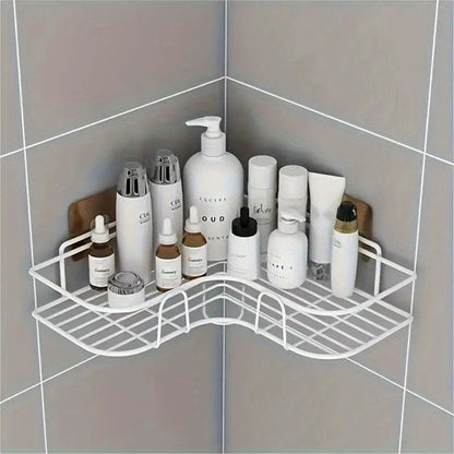 Triangle Bathroom Shelf with Space-Saving Design - Mounts Easily to Wall Without Drilling, Perfect for Organizing Cosmetics & Toiletries, Resistant to Rust and Adjustable