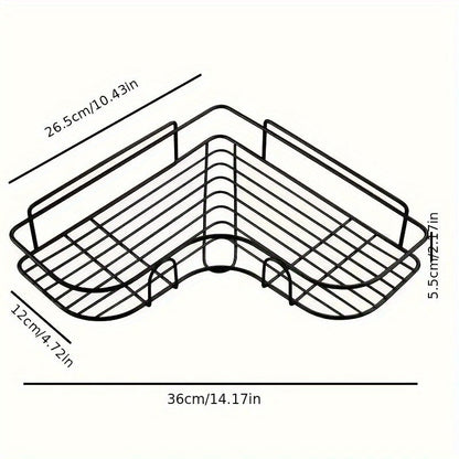 Triangle Bathroom Shelf with Space-Saving Design - Mounts Easily to Wall Without Drilling, Perfect for Organizing Cosmetics & Toiletries, Resistant to Rust and Adjustable