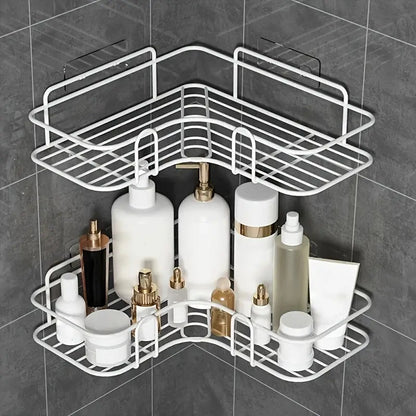 Triangle Bathroom Shelf with Space-Saving Design - Mounts Easily to Wall Without Drilling, Perfect for Organizing Cosmetics & Toiletries, Resistant to Rust and Adjustable