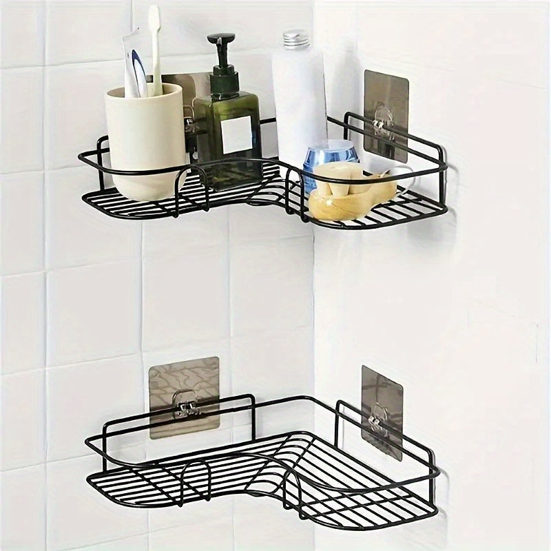 Triangle Bathroom Shelf with Space-Saving Design - Mounts Easily to Wall Without Drilling, Perfect for Organizing Cosmetics & Toiletries, Resistant to Rust and Adjustable