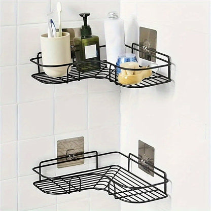 Triangle Bathroom Shelf with Space-Saving Design - Mounts Easily to Wall Without Drilling, Perfect for Organizing Cosmetics & Toiletries, Resistant to Rust and Adjustable