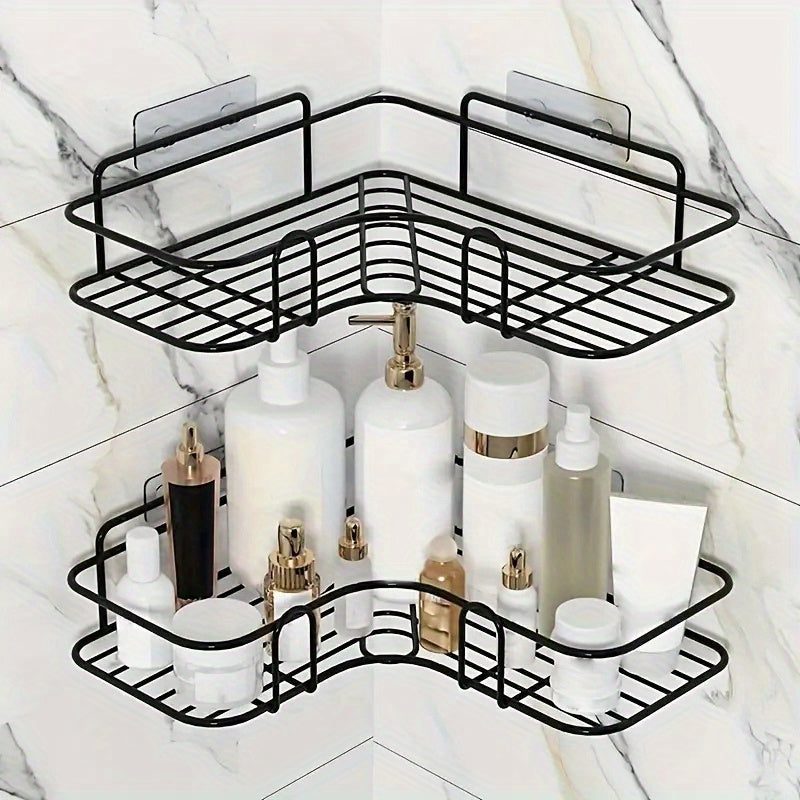 Triangle Bathroom Shelf with Space-Saving Design - Mounts Easily to Wall Without Drilling, Perfect for Organizing Cosmetics & Toiletries, Resistant to Rust and Adjustable