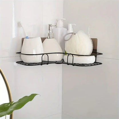 Triangle Bathroom Shelf with Space-Saving Design - Mounts Easily to Wall Without Drilling, Perfect for Organizing Cosmetics & Toiletries, Resistant to Rust and Adjustable