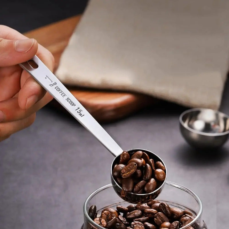 Long-handled Stainless Steel Coffee Scoop - Sturdy Measuring Spoon for Kitchen and Café, Built to Last