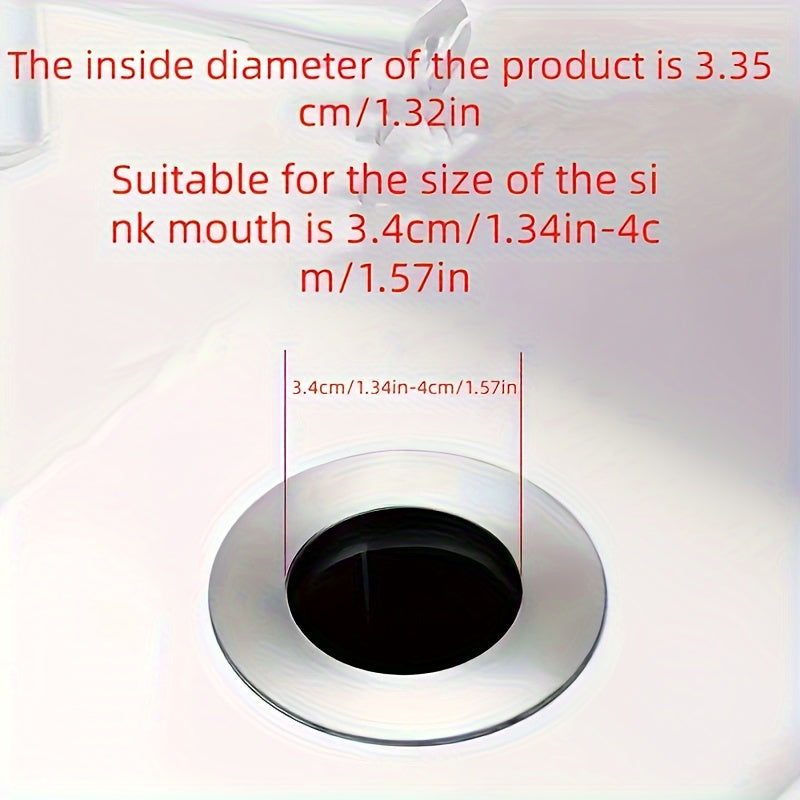 1pc Universal Bathroom Sink Stopper for 2.69cm-4.57cm Basin Drain Holes, includes Pop-Up Drain Filter and Hair Catcher.