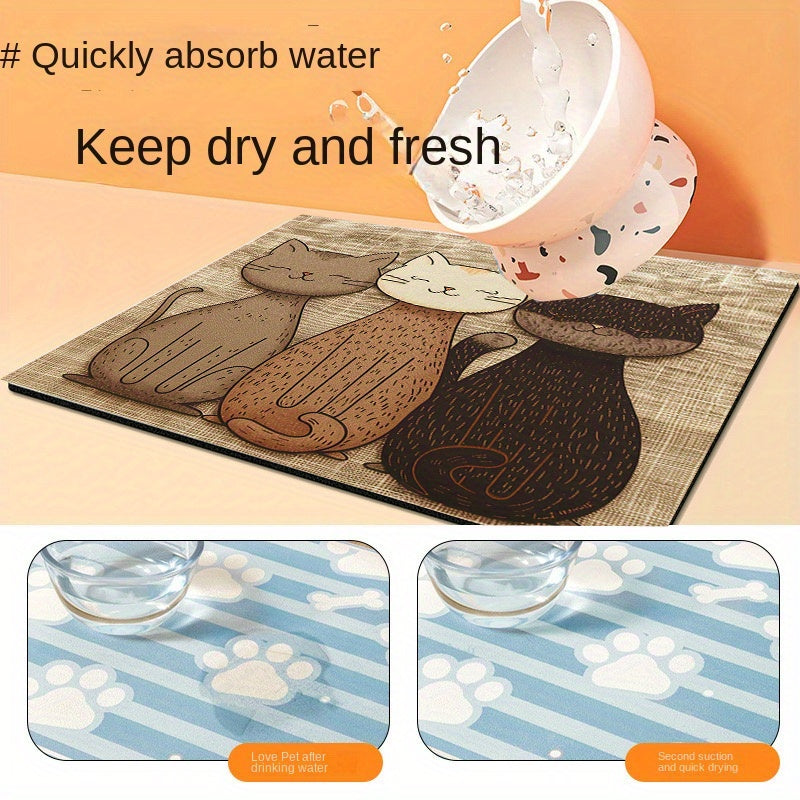 1pc Cat Pet Placemat for Cat/Dog Bowl, Easy to Care for All Seasons