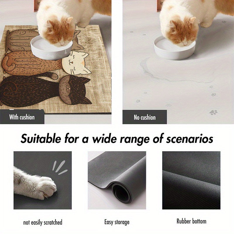 1pc Cat Pet Placemat for Cat/Dog Bowl, Easy to Care for All Seasons