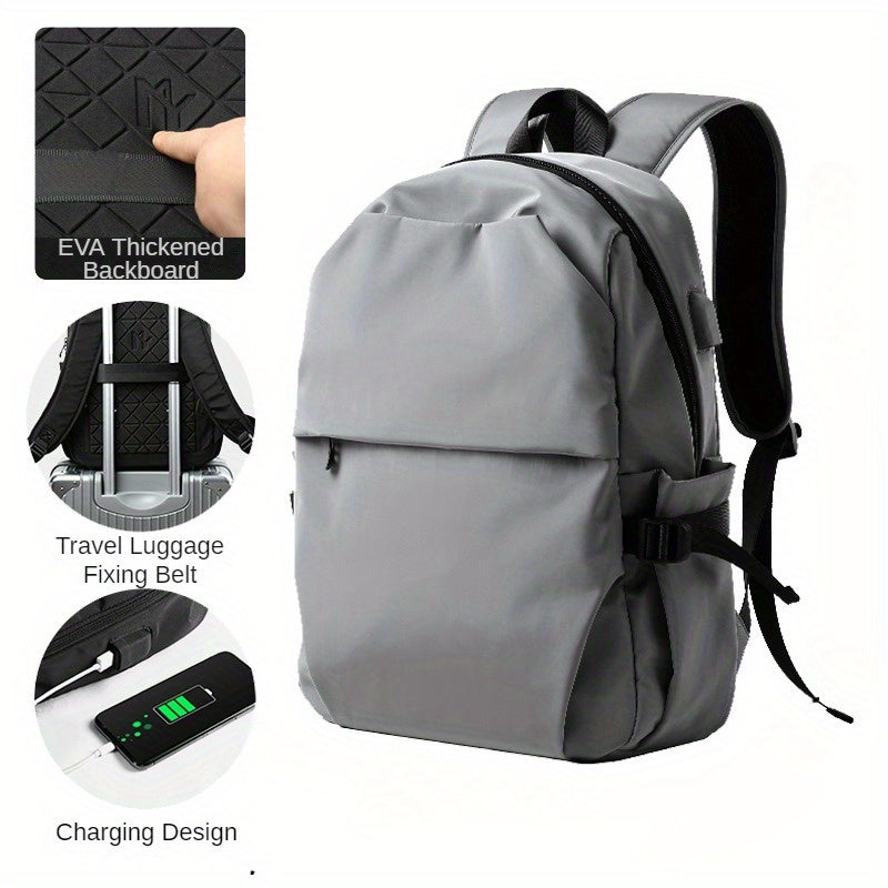 All-in-one men's backpack for travel, business, and daily use - waterproof, spacious, with laptop compartment and USB port.