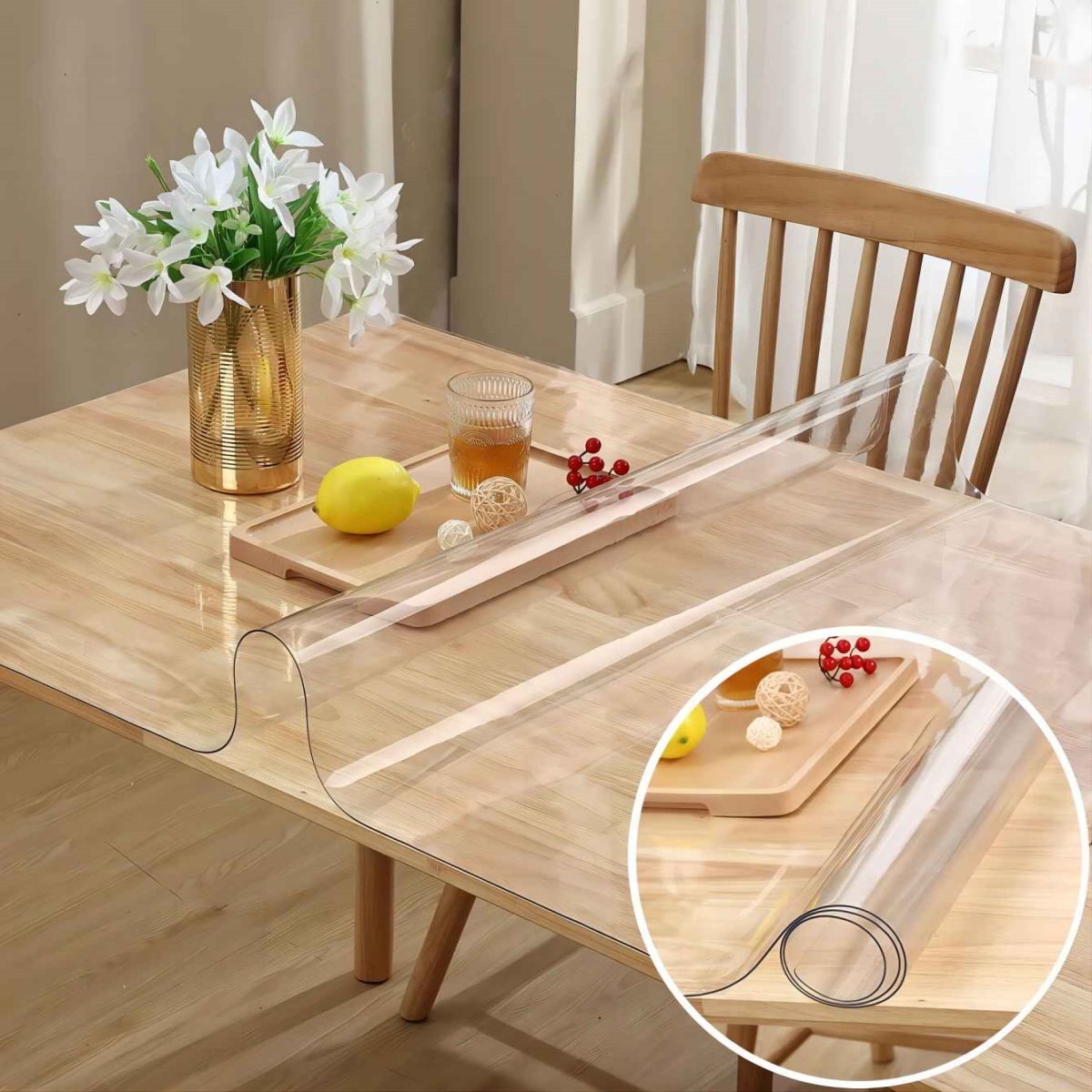 1.0mm Thick PVC Desk Pad Protector for Home and Hotel Tables, Waterproof and Scratch-Proof