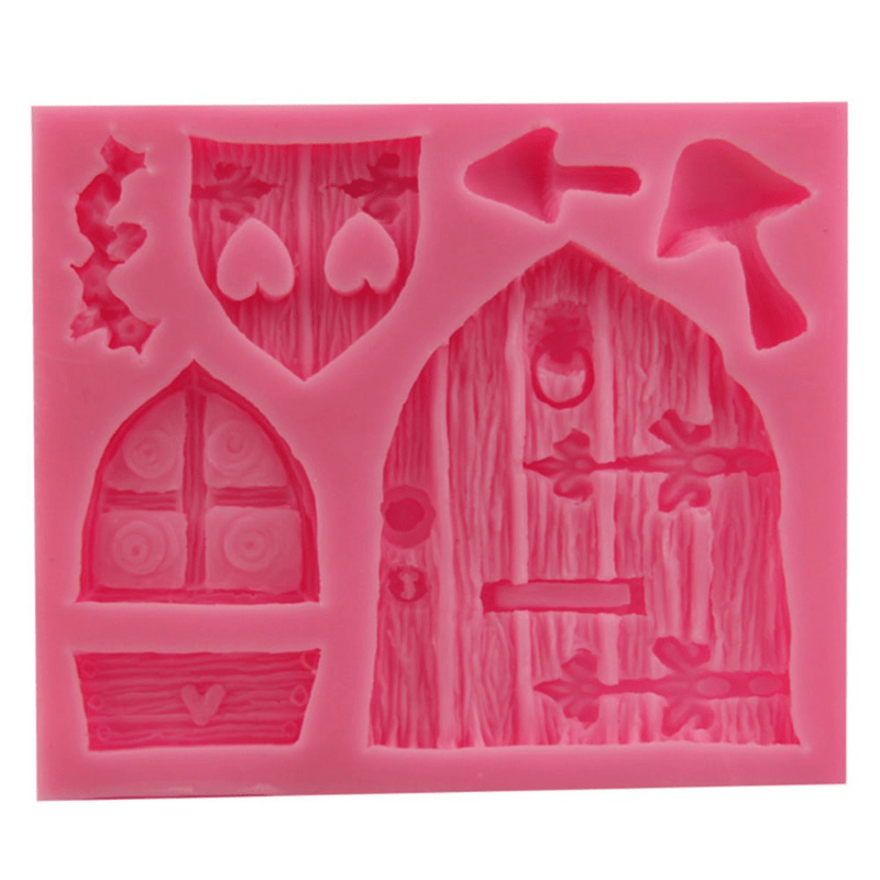 Silicone Fairy House Door Chocolate Mold - Oziq-ovqat xavfsiz, 3D Multfilm Pishirish Shabloni Tortni Bezaklash uchun - DIY Shirinliklar va Taomlar uchun Oshxona Ta'minotlari