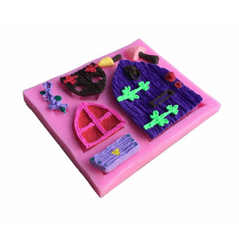 Silicone Fairy House Door Chocolate Mold - Oziq-ovqat xavfsiz, 3D Multfilm Pishirish Shabloni Tortni Bezaklash uchun - DIY Shirinliklar va Taomlar uchun Oshxona Ta'minotlari