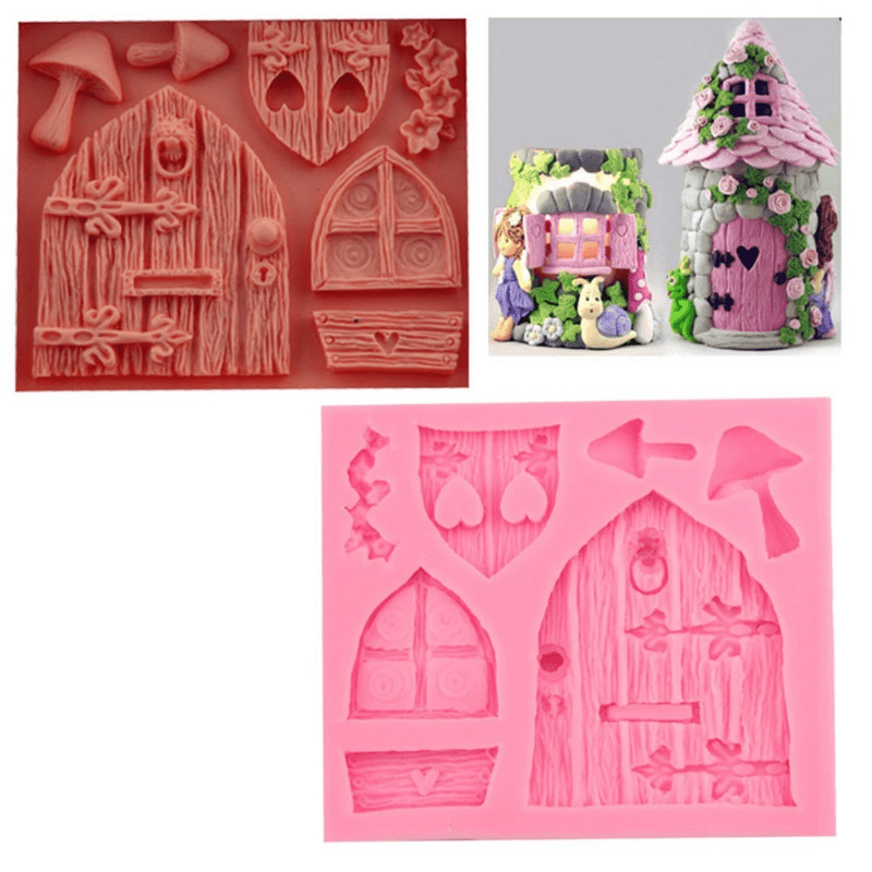 Silicone Fairy House Door Chocolate Mold - Oziq-ovqat xavfsiz, 3D Multfilm Pishirish Shabloni Tortni Bezaklash uchun - DIY Shirinliklar va Taomlar uchun Oshxona Ta'minotlari