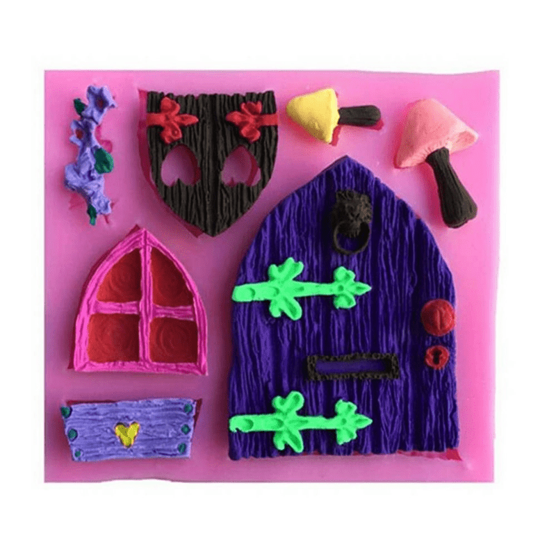 Silicone Fairy House Door Chocolate Mold - Oziq-ovqat xavfsiz, 3D Multfilm Pishirish Shabloni Tortni Bezaklash uchun - DIY Shirinliklar va Taomlar uchun Oshxona Ta'minotlari