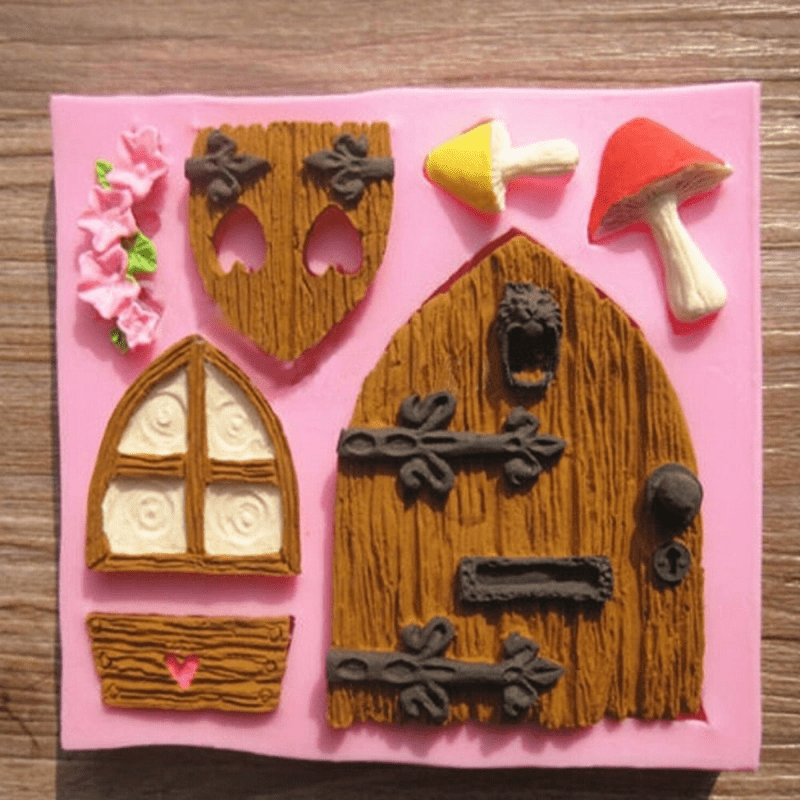 Silicone Fairy House Door Chocolate Mold - Oziq-ovqat xavfsiz, 3D Multfilm Pishirish Shabloni Tortni Bezaklash uchun - DIY Shirinliklar va Taomlar uchun Oshxona Ta'minotlari