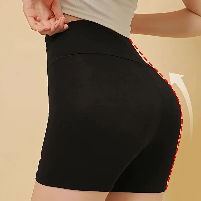 Seamless high waist shaping shorts for women with tummy control and slimming features, made of lightweight double layer ice silk.