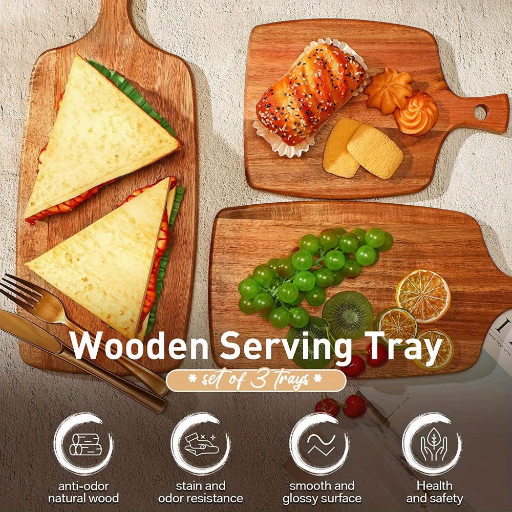 High-Quality Wooden Cutting Board - Ideal for Cheese, Fruits, and Camping Trips - Sturdy Kitchen and Dining Necessity