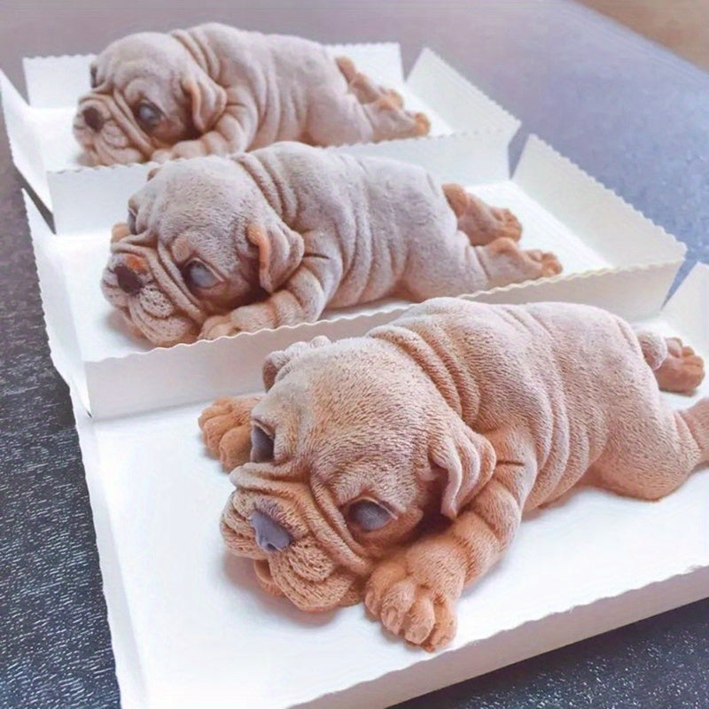 Silicone Mold for Cute Dog-Shaped Mousse Cake, 3D Shar Pei Mold for Ice Cream and Pudding, Perfect for Chilling and Decorating Fondant Bombs