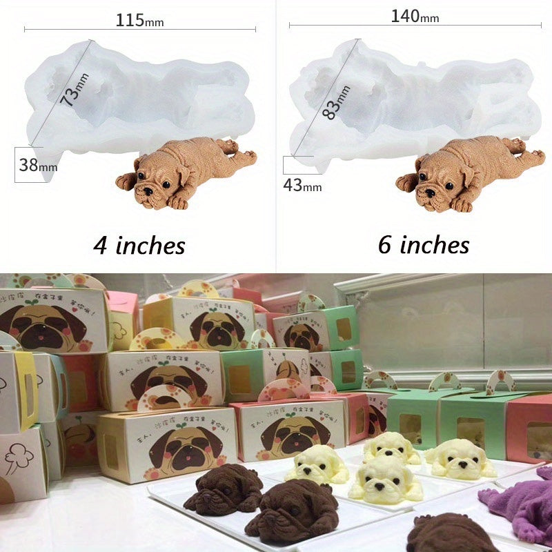 Silicone Mold for Cute Dog-Shaped Mousse Cake, 3D Shar Pei Mold for Ice Cream and Pudding, Perfect for Chilling and Decorating Fondant Bombs