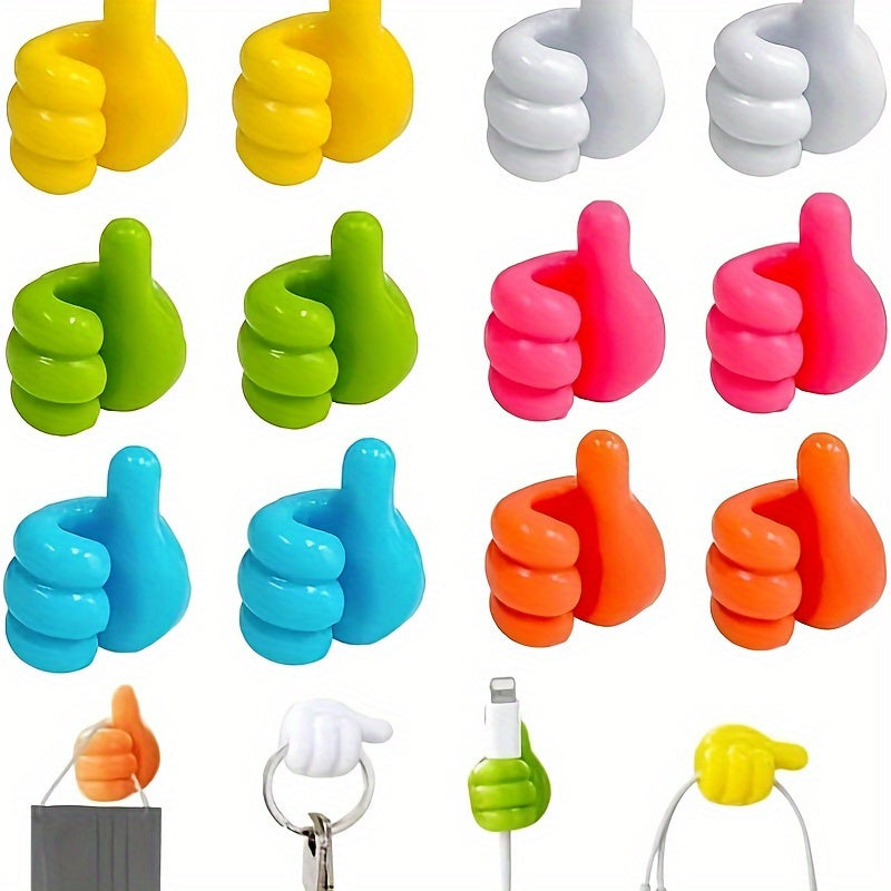 10 Stylish Thumb Wall Hooks with Nail-Free Adhesive for Easy Hanging in Dorms, Kitchens & Bedrooms, Utility Hooks