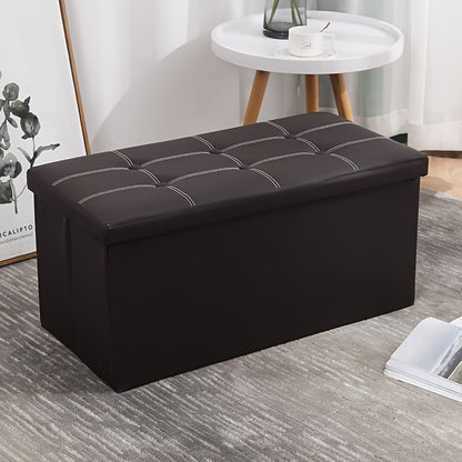 1pc Faux Leather Shoe Changing Stool with Foam Padded Seat - Large Capacity Storage Bench for Bedroom & Hallway, Multifunctional Organizer with Sturdy Fabric Box for Clothes & Accessories