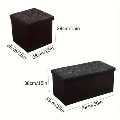 1pc Faux Leather Shoe Changing Stool with Foam Padded Seat - Large Capacity Storage Bench for Bedroom & Hallway, Multifunctional Organizer with Sturdy Fabric Box for Clothes & Accessories