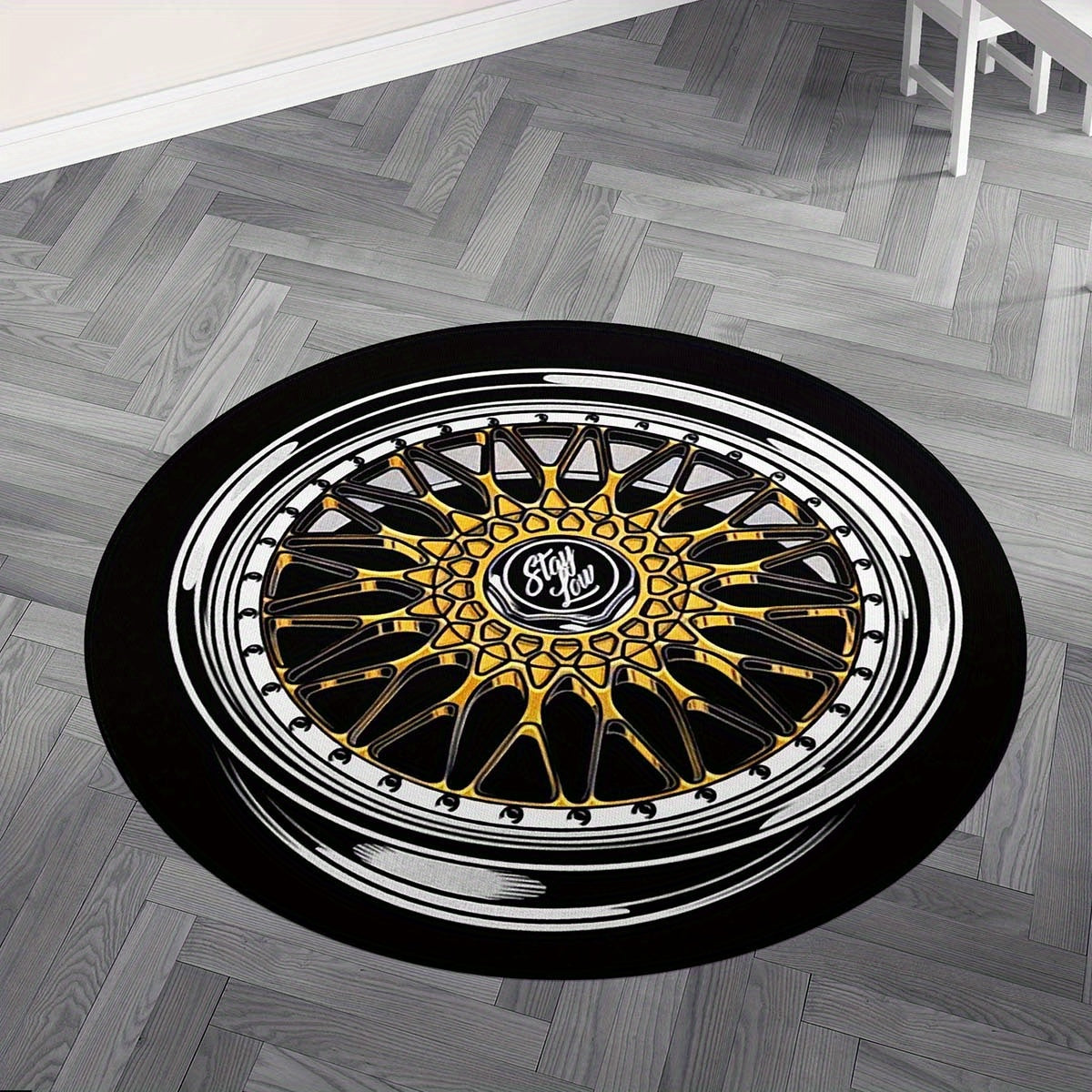 Upgrade your living space with the opulent Coastal Retrofit Round Mat. Crafted from 100% Crystal Velvet and featuring a luxurious 6mm thickness, this mat is both stylish and comfortable. The non-slip backing ensures stability, while the elegant Golden