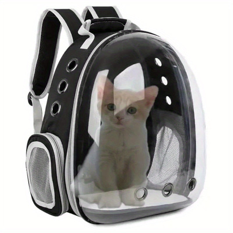 Compact cat carrier backpack with breathable design and secure zippered capsule for small pets, perfect for travel and outdoor activities.