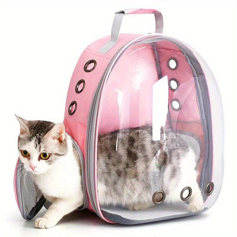 Compact cat carrier backpack with breathable design and secure zippered capsule for small pets, perfect for travel and outdoor activities.