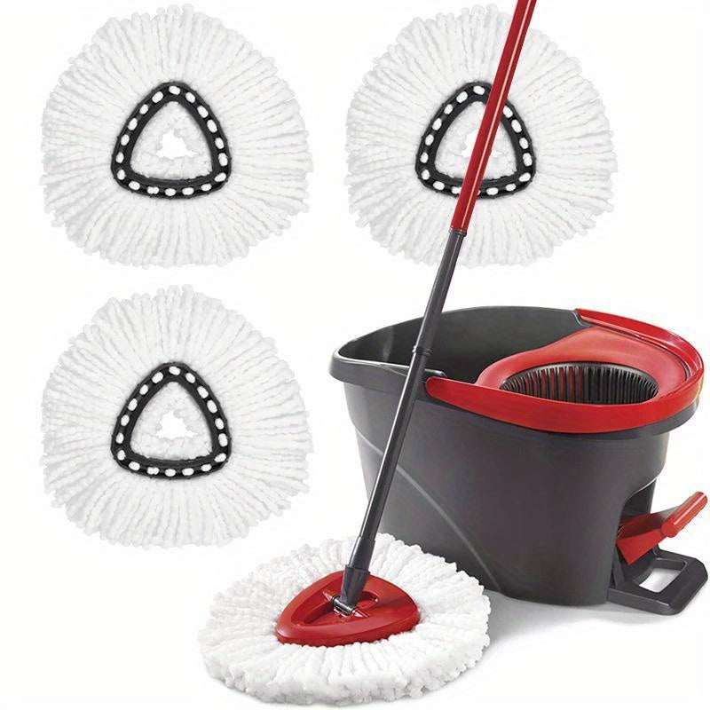 Get your floors sparkling clean with Vileda O-Cedar Spin Mop Refill Heads! These white microfiber pads are perfect for efficient floor cleaning in living rooms - no batteries needed.