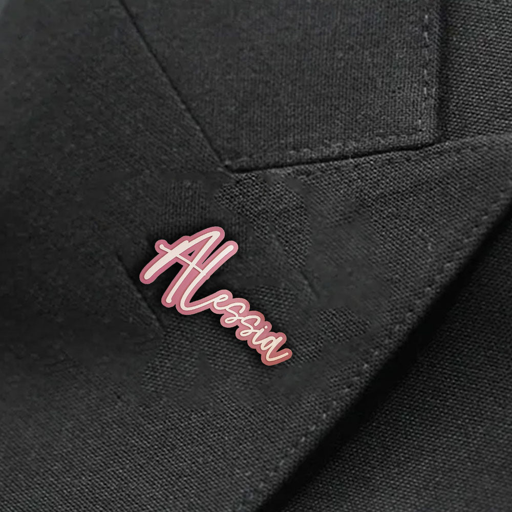 Customize your own 1PC Personalized Nameplate Brooch for a unique and thoughtful gift idea. This custom unisex jacket badge can feature the recipient's name, making it the perfect gift for a family member or significant other. Ideal for Mother's Day