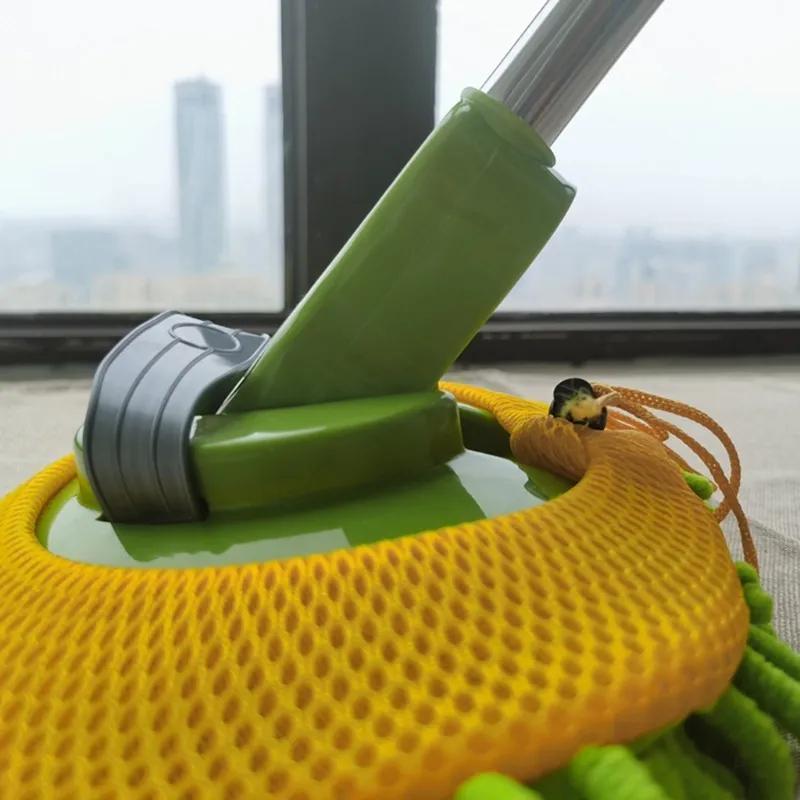 Extendable car wash mop with long handle for easy washing and detailing. Soft and durable chenille microfiber brush in green color.