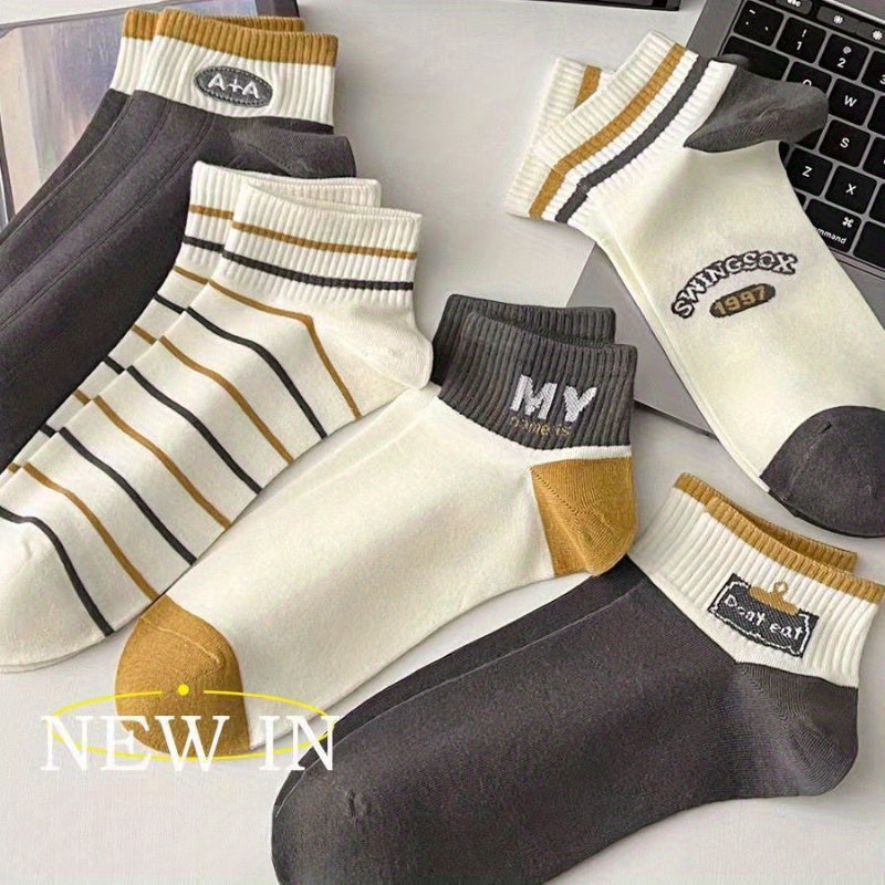 Men's 5 pairs of thin sweat-absorbing sports socks for spring and summer