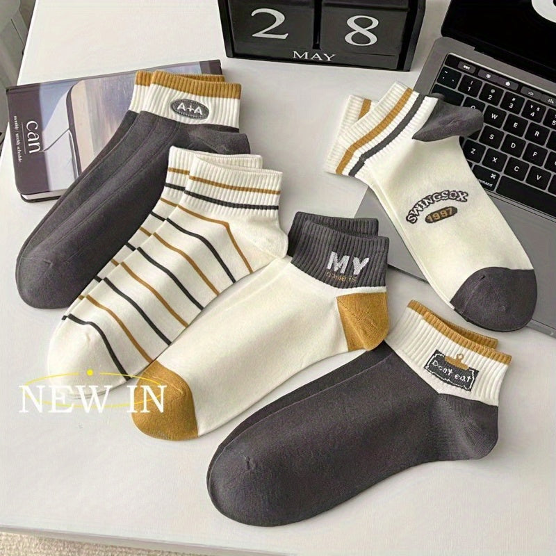 Men's 5 pairs of thin sweat-absorbing sports socks for spring and summer