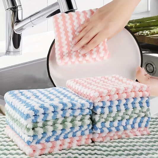 Set of 10 Microfiber Cleaning Cloths - Highly Absorbent, Resistant to Oil and Grease, Long-lasting Towels for Kitchen, Bathroom, and Beyond - Simple to Wash and Reusable