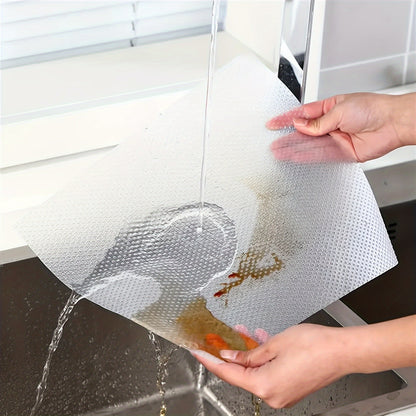 1 Roll of non-adhesive waterproof shelf liners for kitchen cabinets, shelves, and desks.