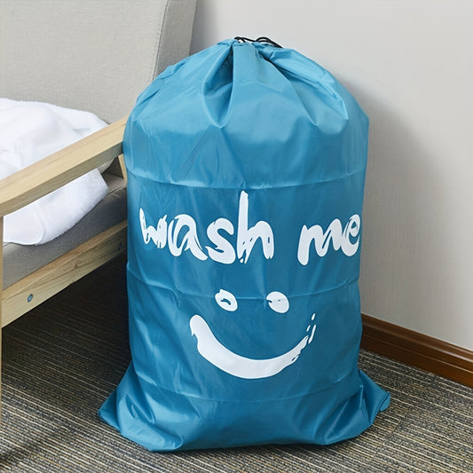 Large tear-resistant laundry bag with drawstring closure - dimensions: 60.96x91.44 cm. Ideal for storing dirty clothes at home or while traveling. Includes utility hooks for easy hanging.