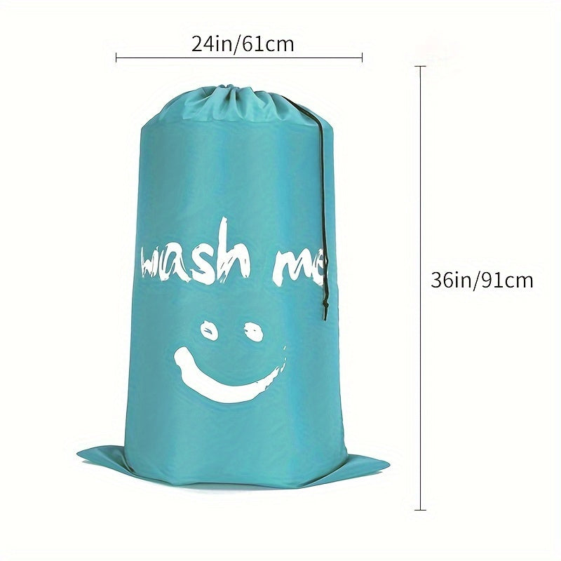 Large tear-resistant laundry bag with drawstring closure - dimensions: 60.96x91.44 cm. Ideal for storing dirty clothes at home or while traveling. Includes utility hooks for easy hanging.