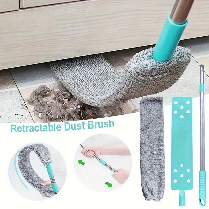 Microfiber Dusting Brush Set with Extendable Rod - Ideal for Cleaning Sofas, Beds, and Furniture Bottoms. Washable and Versatile, Suitable for Dry or Wet Use. No Batteries Needed - Perfect Dust Cleaner for Your Home.