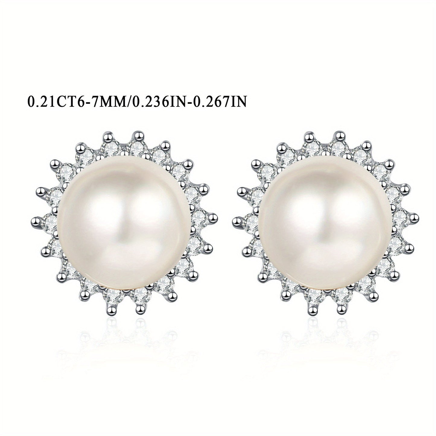 Sunflower earrings with Mozambique diamond freshwater pearls and 925 silver, totaling 0.42 carats. These earrings exude simplicity and elegance with a touch of European and American light luxury. Perfect for a unique gift for men or women, whether it's