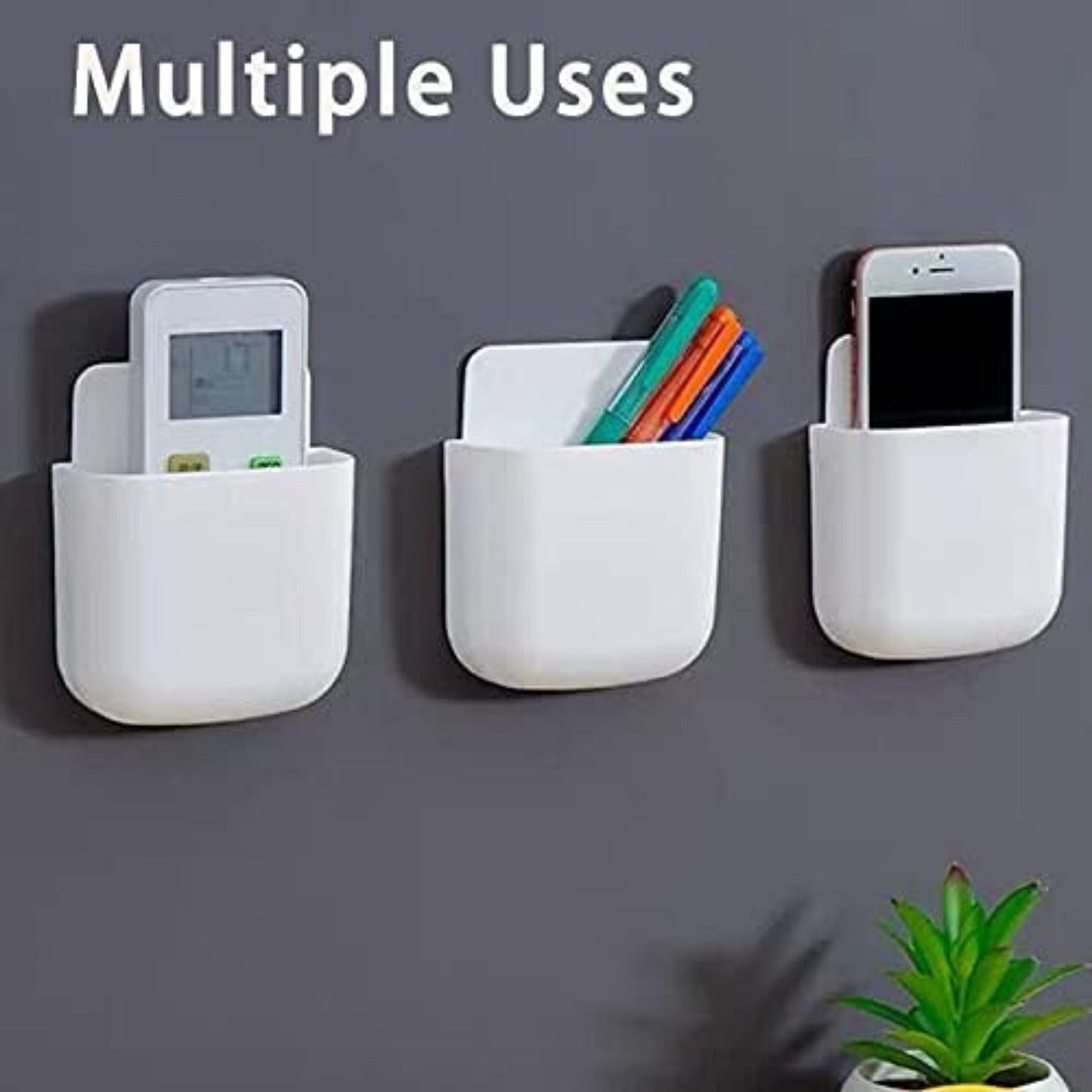 Set of 3 Wall-Mounted Remote Control Holders with Phone Charging Port - Simple to Install, Safe Storage Solution for Living Room & Bedroom