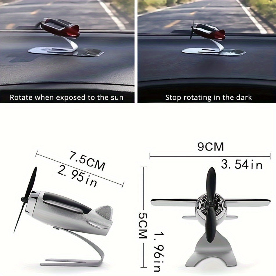 Premium solar powered rotating aircraft decorations ideal for car dashboard and interior decoration, gifts for car enthusiasts. Perfect Valentine's Day gift, can be used as aromatherapy