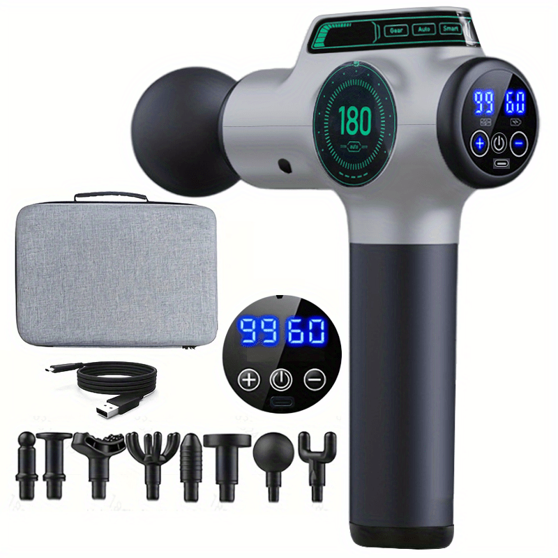 Massage Gun with LCD Display, 6 Attachments and Carrying Case for Muscle Relaxation and Slimming.